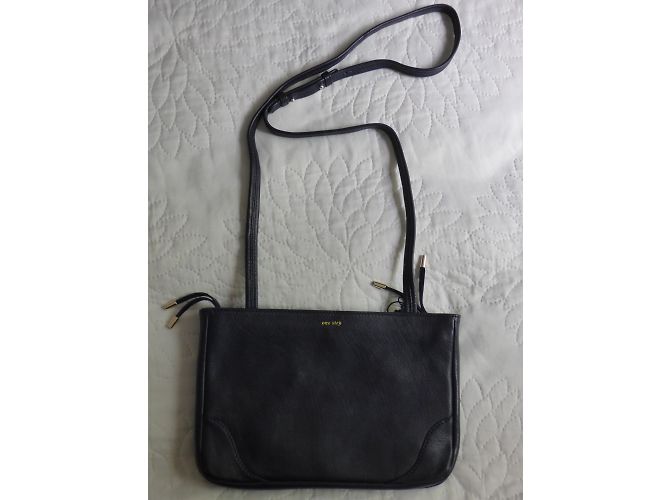 Borsa One step in pelle liscia e scamosciata blu navy - vista 7
