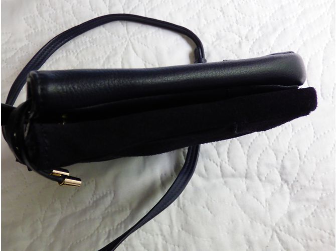 Borsa One step in pelle liscia e scamosciata blu navy - vista 9