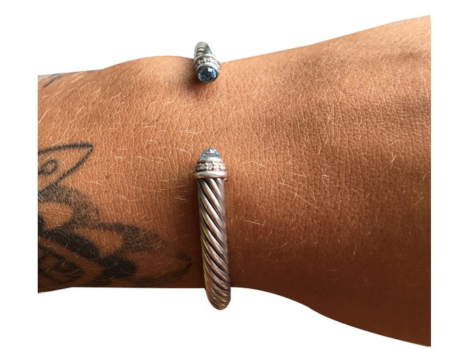 Bracciale David Yurman in Argento con Topazio Blu e Diamanti - vista 2