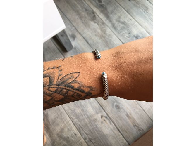 Bracciale David Yurman in Argento con Topazio Blu e Diamanti - vista 3