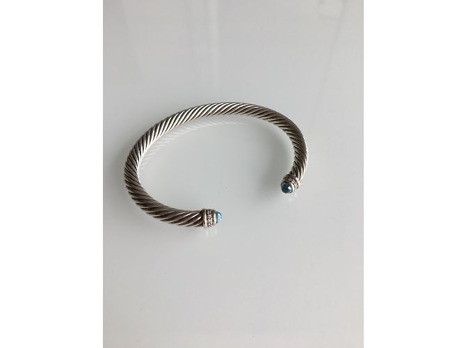 Bracciale David Yurman in Argento con Topazio Blu e Diamanti - vista 5