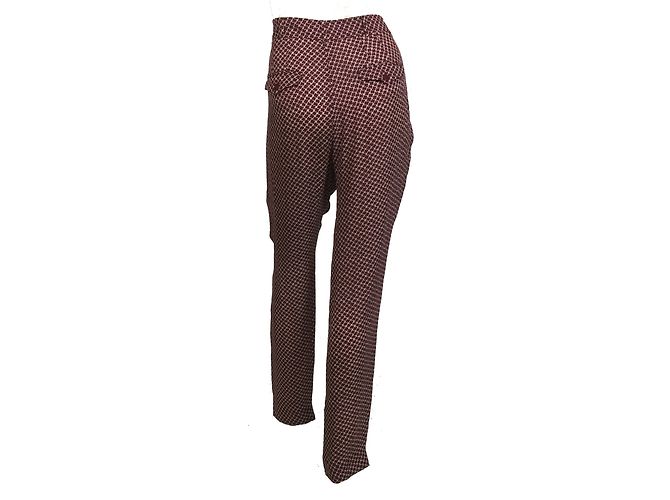Windsor Pantalon estampado seda Blanco Burdeos - vista 2