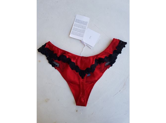 Braga de seda La Perla con bordados roja - vista 2