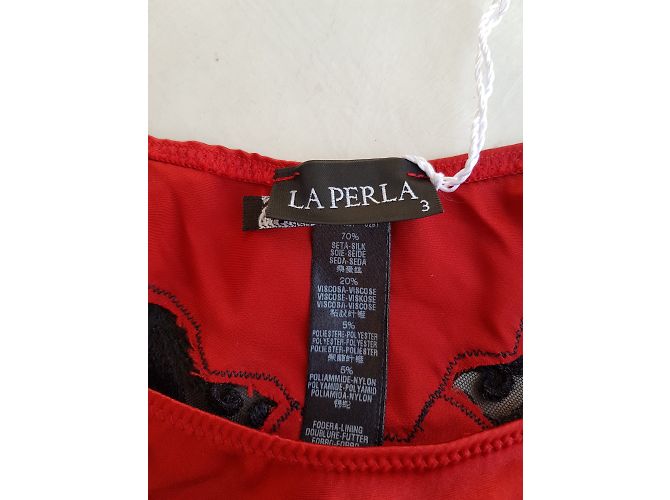 Braga de seda La Perla con bordados roja - vista 3