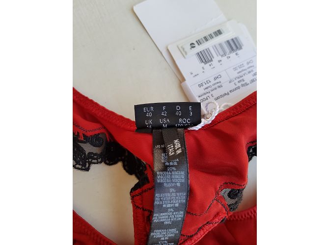 Braga de seda La Perla con bordados roja - vista 4