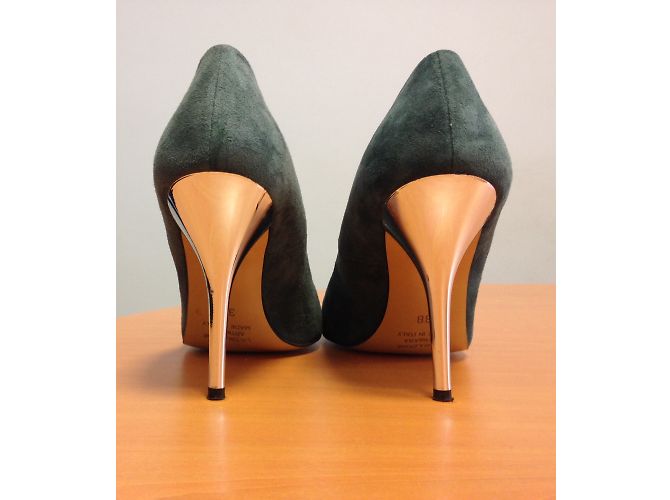 Autre Marque Grüne Pumps aus Hirschleder 9 cm Absatz Größe 38 - Ansicht 3
