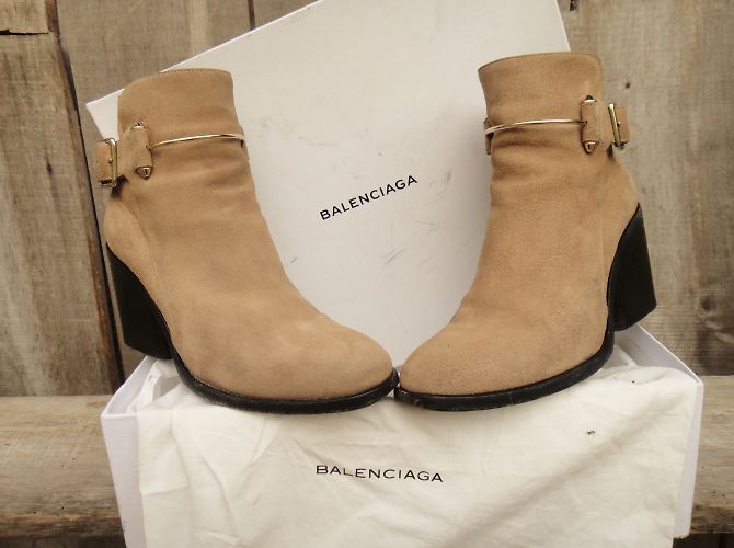 Botines Balenciaga Beige de Ante Talla 38 - vista 7
