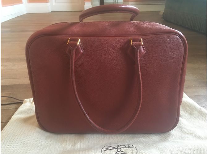 Borsa a mano Hermès Plume in pelle rame - vista 2
