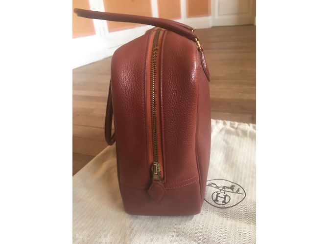 Borsa a mano Hermès Plume in pelle rame - vista 4