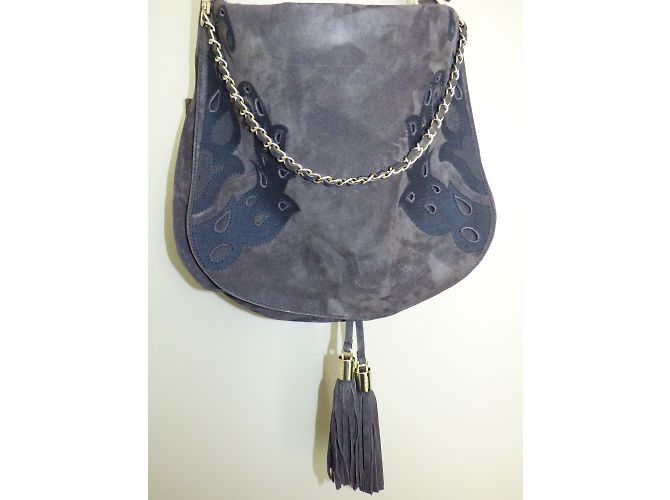 Borsa Messenger Ikks Blu Pelle Effetto Velluto - vista 10