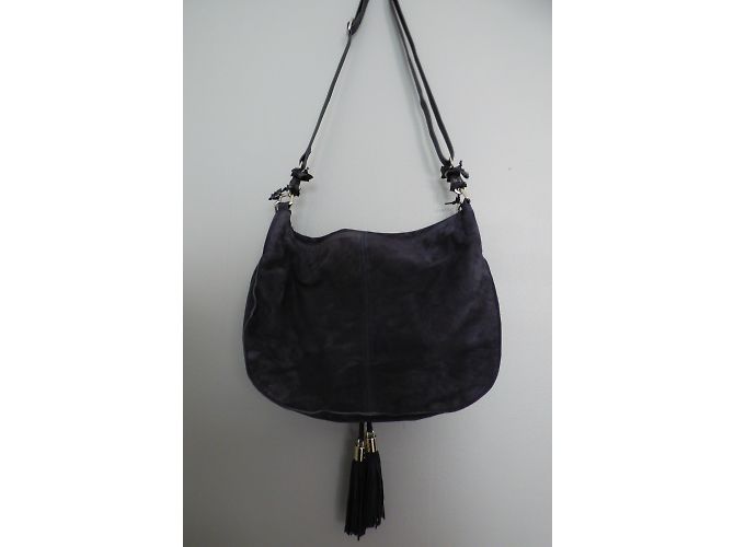 Borsa Messenger Ikks Blu Pelle Effetto Velluto - vista 12