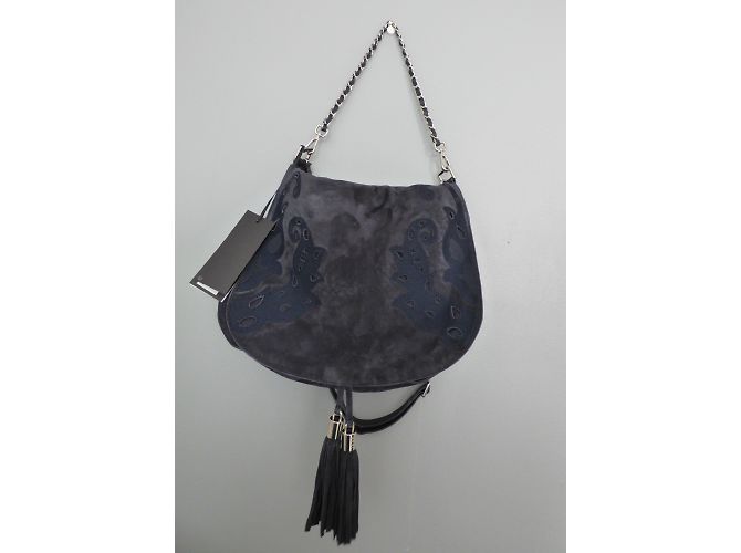 Borsa Messenger Ikks Blu Pelle Effetto Velluto - vista 14