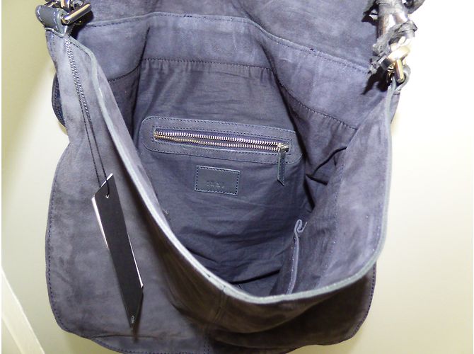 Borsa Messenger Ikks Blu Pelle Effetto Velluto - vista 16