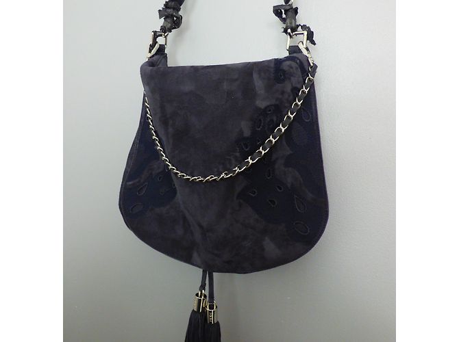 Borsa Messenger Ikks Blu Pelle Effetto Velluto - vista 2