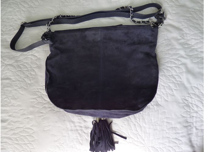 Borsa Messenger Ikks Blu Pelle Effetto Velluto - vista 5