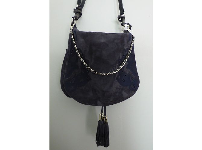 Borsa Messenger Ikks Blu Pelle Effetto Velluto - vista 6