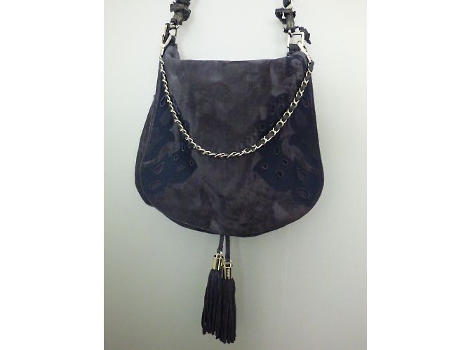 Borsa Messenger Ikks Blu Pelle Effetto Velluto - vista 7