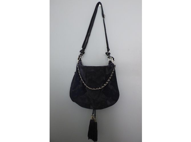 Borsa Messenger Ikks Blu Pelle Effetto Velluto - vista 9