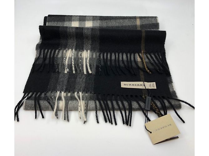 Sciarpa Burberry Black Check in Cashmere - vista 3