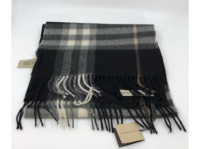 Sciarpa Burberry Black Check in Cashmere - vista 4
