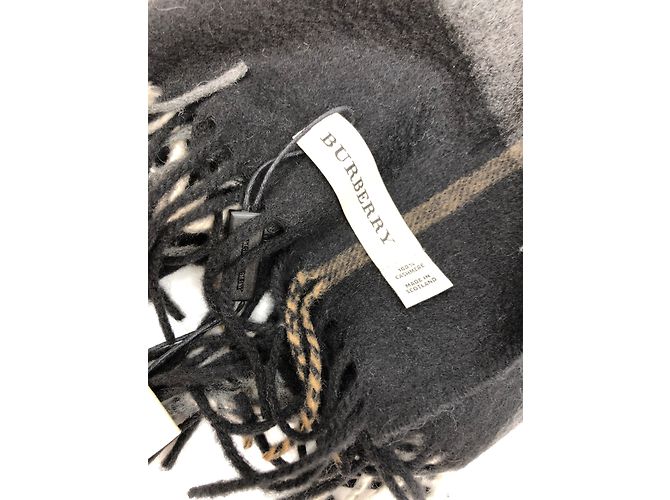 Sciarpa Burberry Black Check in Cashmere - vista 5