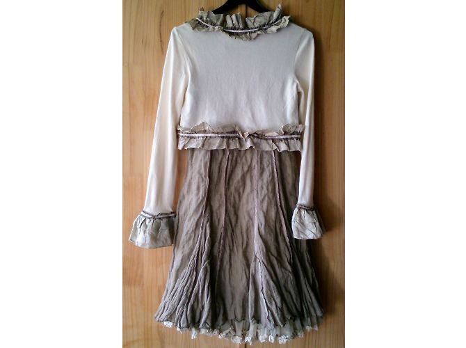 Autre Marque Completo Abito e Bolero DP Jeans in Seta Khaki Cachi - vista 2