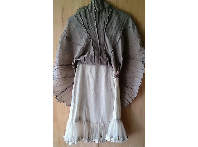 Autre Marque Completo Abito e Bolero DP Jeans in Seta Khaki Cachi - vista 6