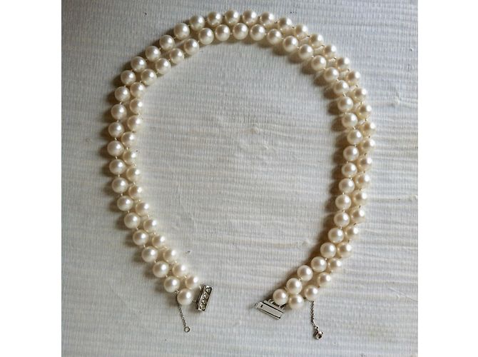 Autre Marque Collar de perlas vintage Blanco - vista 3