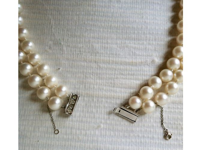 Autre Marque Collar de perlas vintage Blanco - vista 4