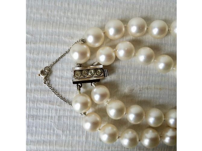 Autre Marque Collar de perlas vintage Blanco - vista 5