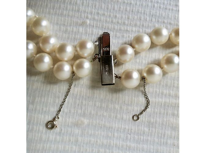 Autre Marque Collar de perlas vintage Blanco - vista 6