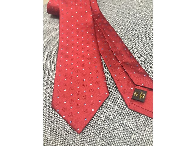 Cravatta Louis Vuitton Monogram in seta rossa Rosso - vista 5