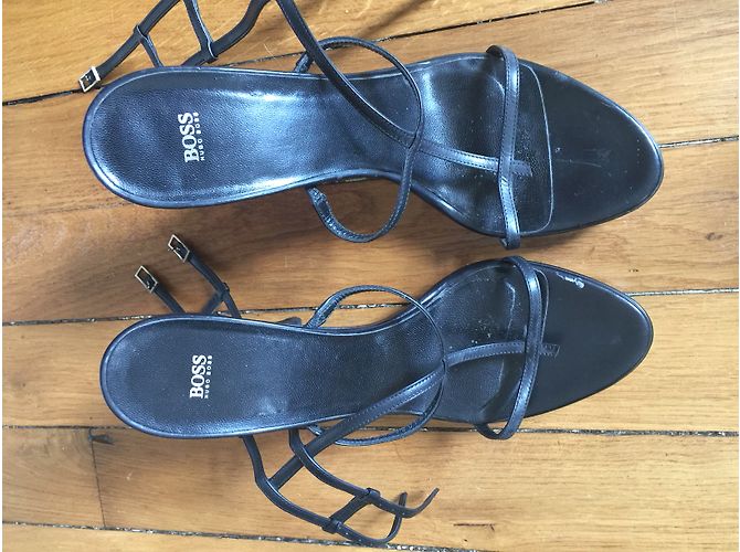 Sandali Hugo Boss in pelle nera Nero - vista 3