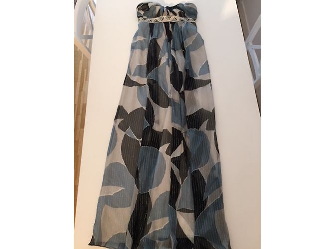 Bcbg Max Azria Trägerloses Maxikleid aus Seide Blau Weiß Mehrfarben - Ansicht 4