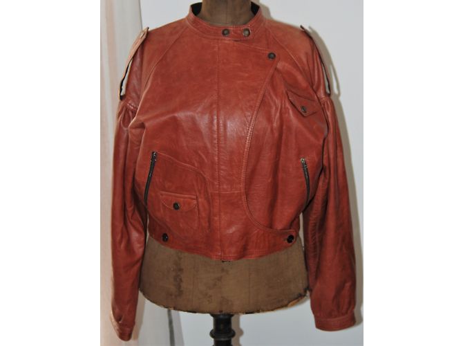 Kenzo Bikerjacke aus Lammleder in Orange und Caramel Karamell - Ansicht 5