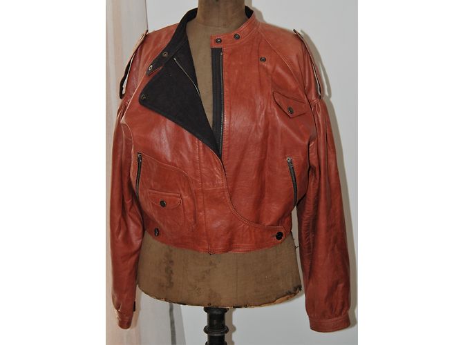 Kenzo Bikerjacke aus Lammleder in Orange und Caramel Karamell - Ansicht 6
