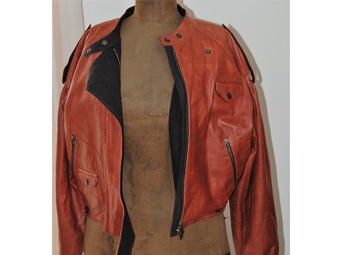 Kenzo Bikerjacke aus Lammleder in Orange und Caramel Karamell - Ansicht 7