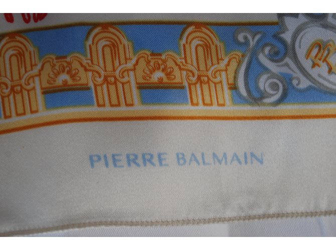 Sciarpa di seta Pierre Balmain Rosa Bianco Blu - vista 2