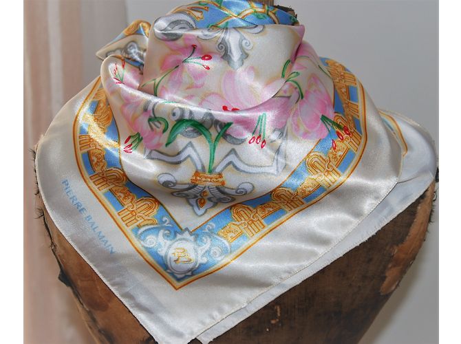 Sciarpa di seta Pierre Balmain Rosa Bianco Blu - vista 4