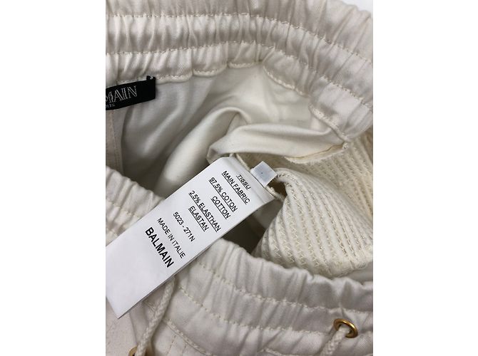 Pantalones Biker Balmain Crema de Algodón Crudo - vista 3