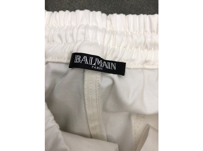 Pantalones Biker Balmain Crema de Algodón Crudo - vista 4