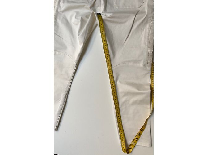 Pantalones Biker Balmain Crema de Algodón Crudo - vista 7