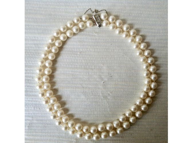 Autre Marque Collar de perlas vintage Blanco - vista 2