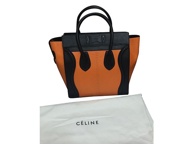Borsa a mano Céline Micro Luggage Arancio in Pitone Arancione - vista 2