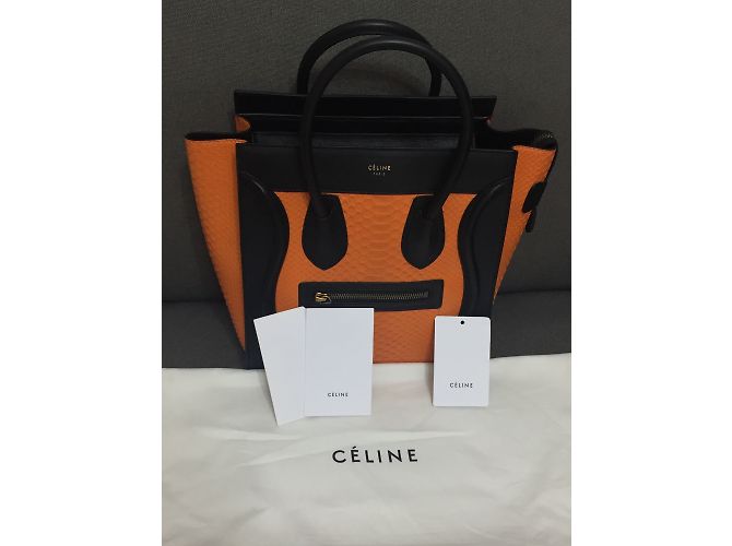 Borsa a mano Céline Micro Luggage Arancio in Pitone Arancione - vista 3