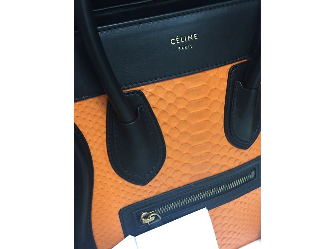 Borsa a mano Céline Micro Luggage Arancio in Pitone Arancione - vista 4