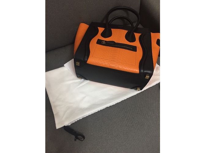 Borsa a mano Céline Micro Luggage Arancio in Pitone Arancione - vista 6