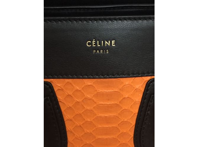 Borsa a mano Céline Micro Luggage Arancio in Pitone Arancione - vista 7