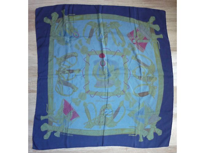 Sciarpa di seta Hermès Grand Uniforme Blu Bianca Bianco - vista 6