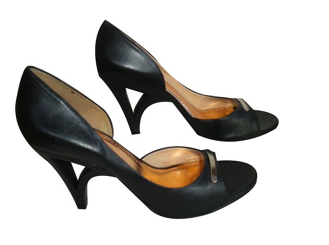 Autre Marque Schwarze Leder Pumps 10 cm Absatz - Ansicht 2